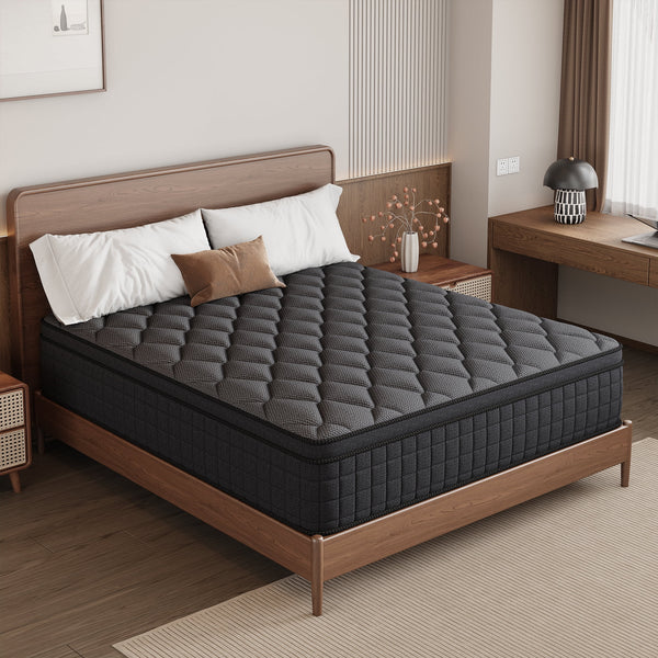 gunugu 10 inch King Hybrid Mattress in a Box, Cooling Gel Memory Foam Mattress with Individually Wrapped Pocket Coils, Medium Firm